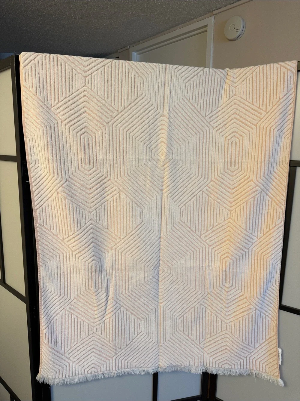 Coyuchi Organic Cotton Beach Towel – Geometric Pattern – Made in Portugal